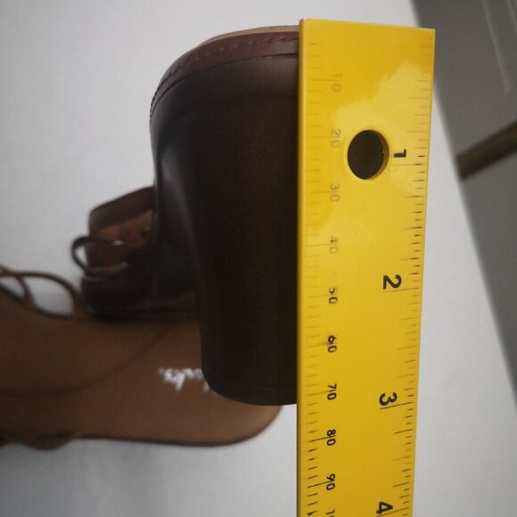 Clarks Ladies Size 7.5 Tan Leather Upper Heeled Slip On Sandals - Picture 7 of 9